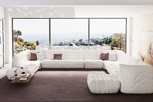 Современный белый диван ДеФранс для гостиной, бескаркасный модульный диван, кресло, пуф, комплект